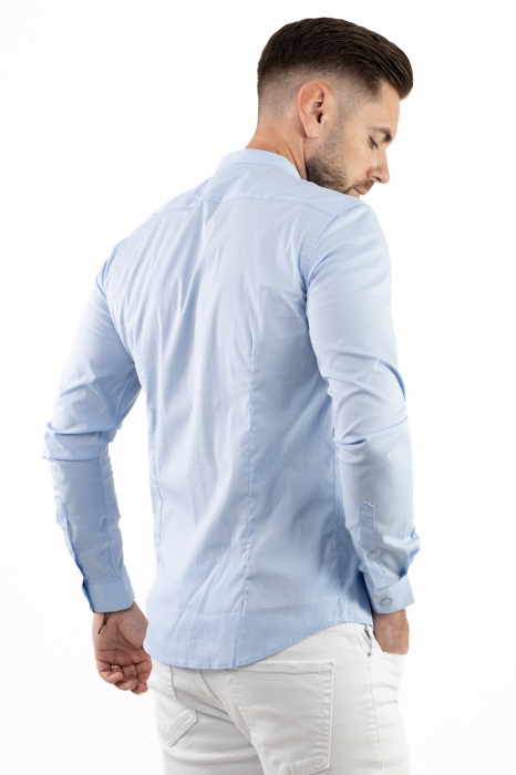 Camasa slim fit albastra guler tunica [6]