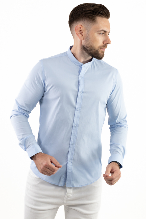 Camasa slim fit albastra guler tunica [2]