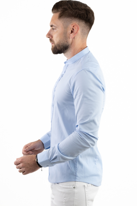 Camasa slim fit albastra guler tunica [4]