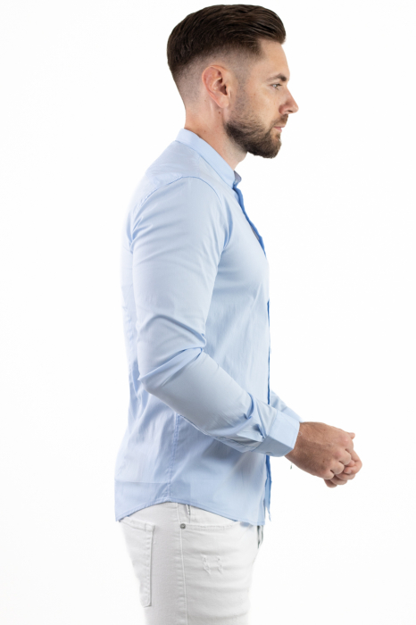Camasa slim fit albastra guler tunica [3]