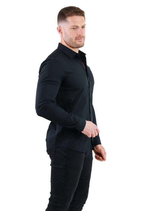 Camasa regular fit neagra guler normal [2]