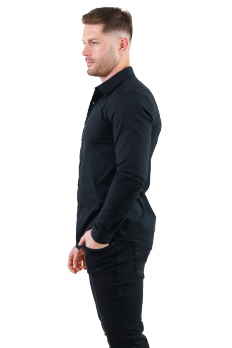 Camasa regular fit neagra guler normal [5]