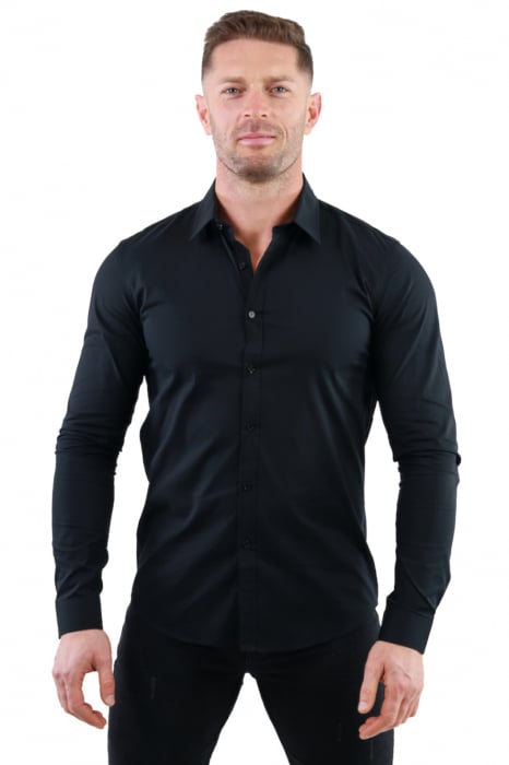 Camasa regular fit neagra guler normal [8]