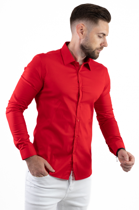 Camasa slim fit rosie guler normal [4]