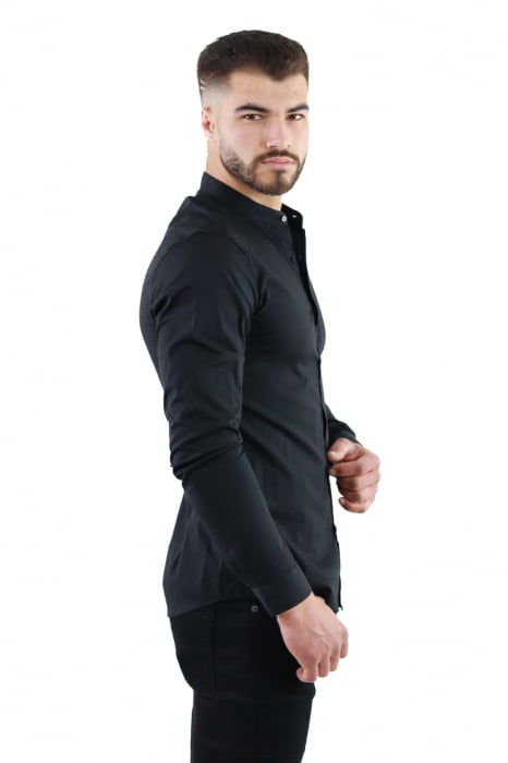 Camasa slim fit neagra guler tunica [7]