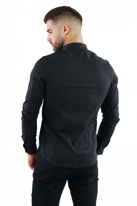 Camasa slim fit neagra guler tunica [2]