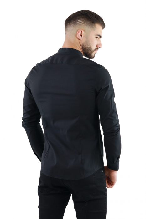 Camasa slim fit neagra guler tunica [4]