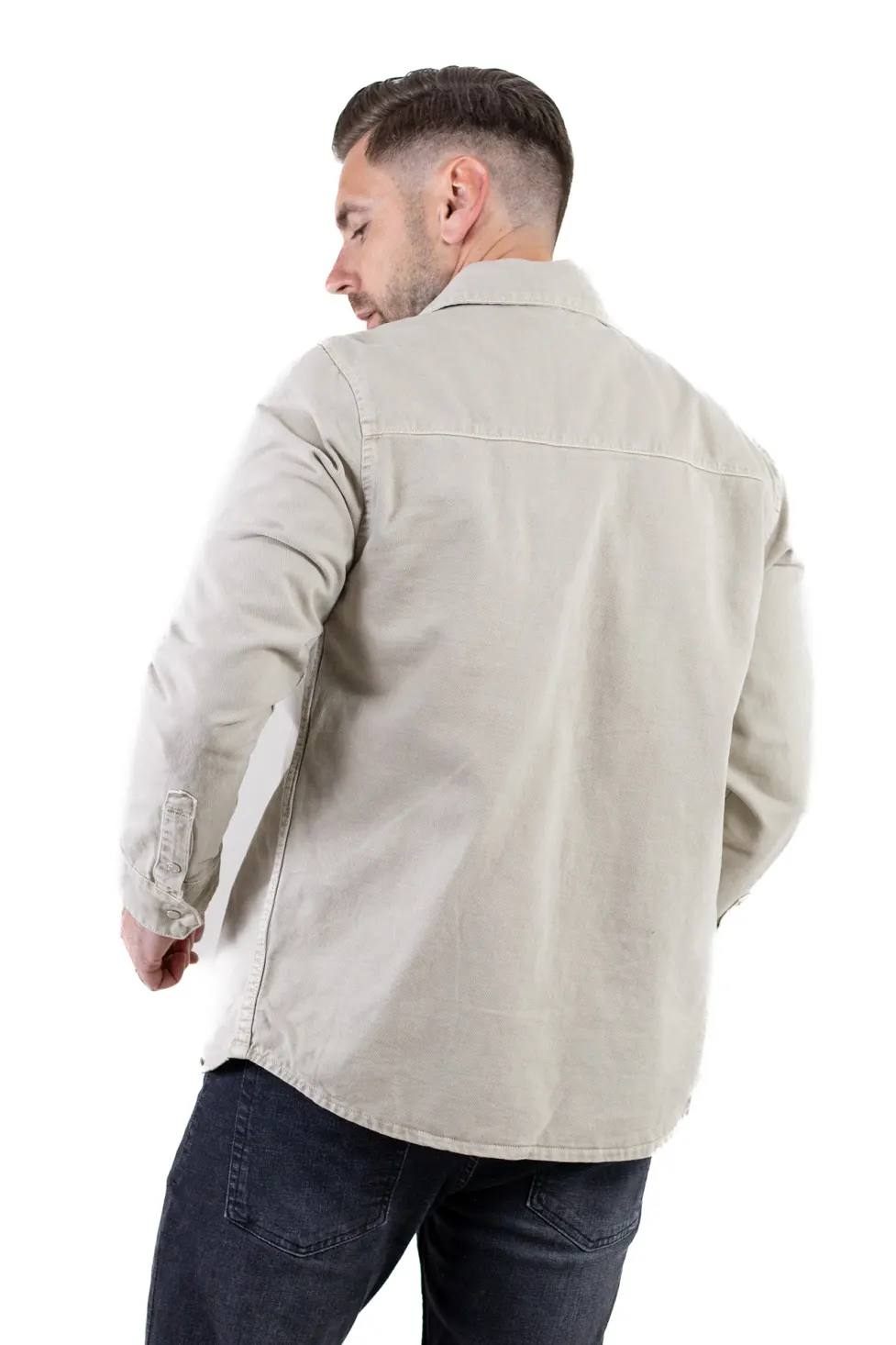 Camasa tip jacheta din denim – verde olive [4]