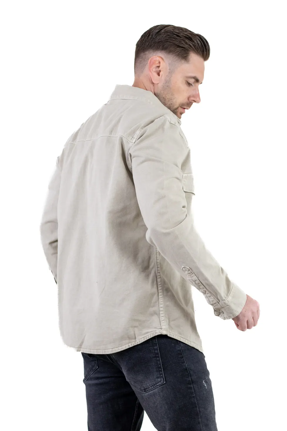 Camasa tip jacheta din denim – verde olive [5]