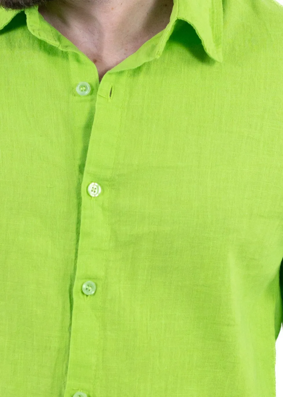 Cămașă verde măr 100% din in cu guler clasic [9]
