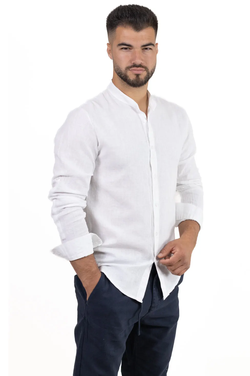 Cămașă alba din in 100% – Made in Italy [5]