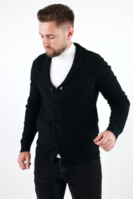 Cardigan negru din tricot barbati [4]