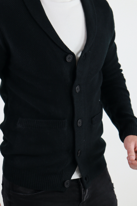 Cardigan negru din tricot barbati [7]