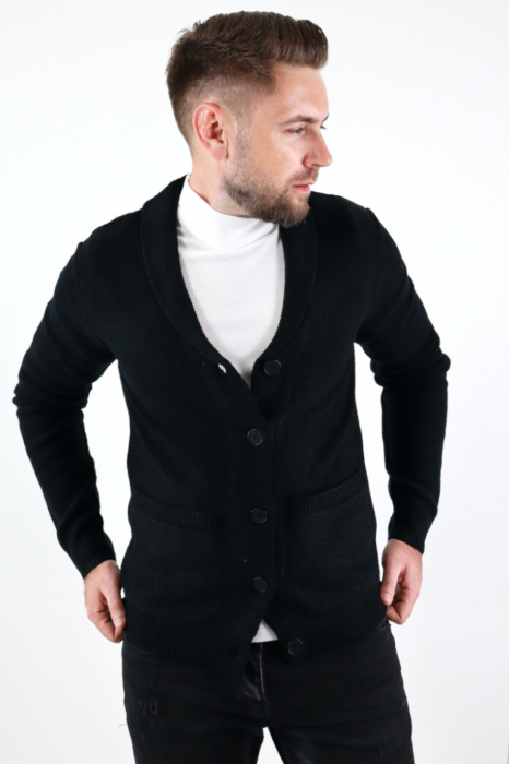 Cardigan negru din tricot barbati [3]