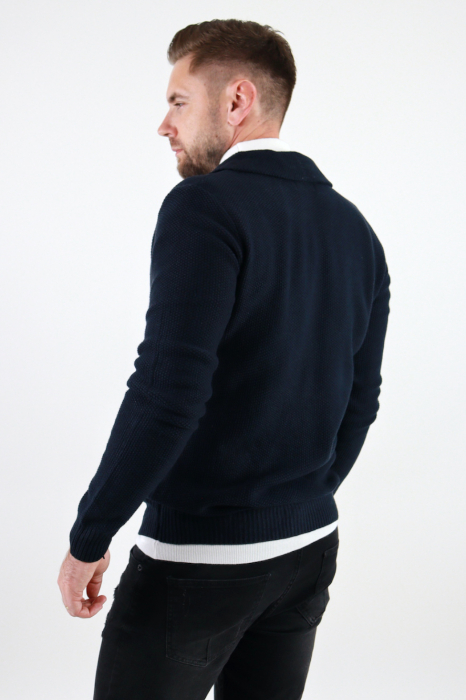 Cardigan bleumarin din tricot barbati [4]