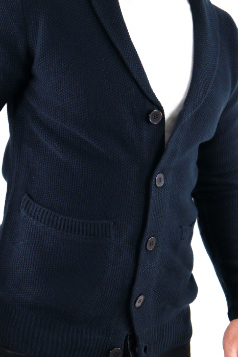 Cardigan bleumarin din tricot barbati [6]