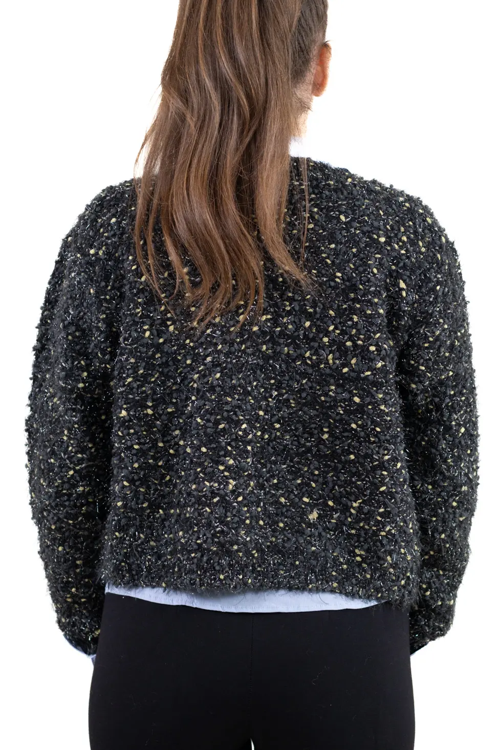 Cardigan buclé cu nasturi tip perlă – tricot elegant pentru femei [5]