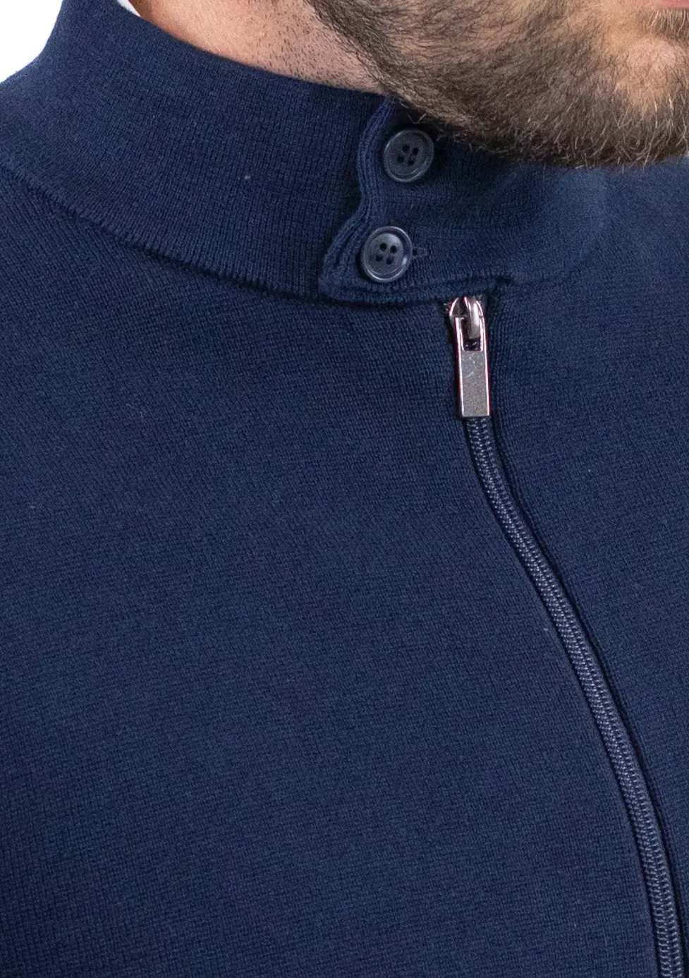 Cardigan elegant bărbați bleumarin cu fermoar dublu [3]