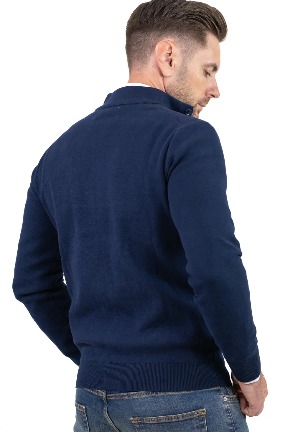 Cardigan elegant bărbați bleumarin cu fermoar dublu [8]