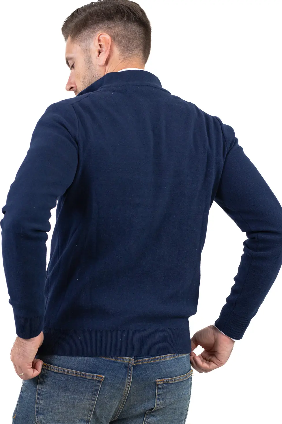 Cardigan elegant bărbați bleumarin cu fermoar dublu [7]