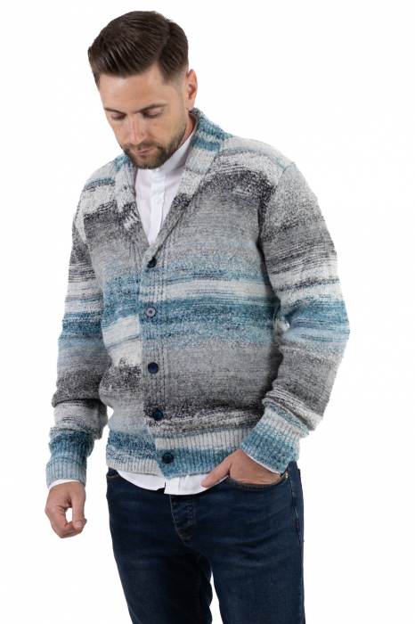 Cardigan din tricot multicolor și guler cu rever [3]
