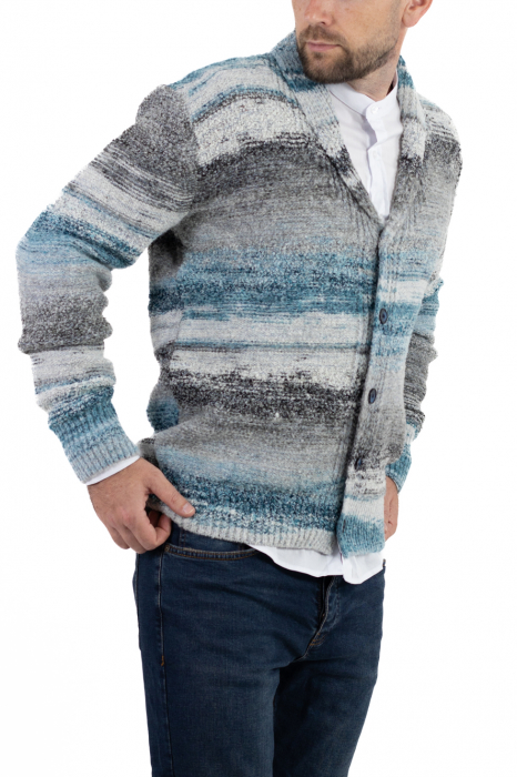 Cardigan din tricot multicolor și guler cu rever [5]