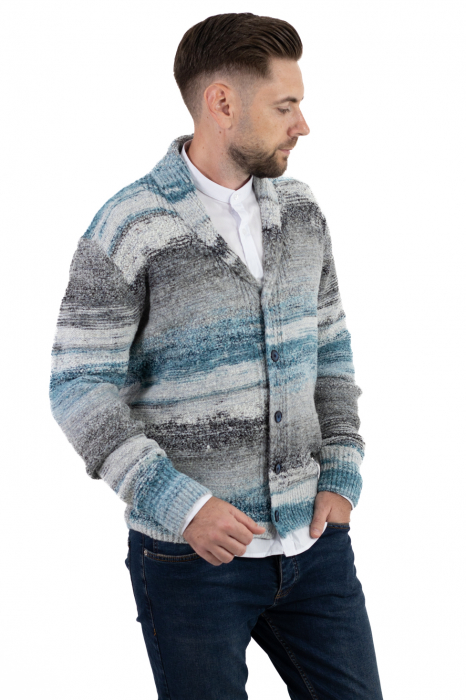 Cardigan din tricot multicolor și guler cu rever [4]