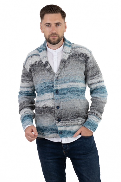 Cardigan din tricot multicolor și guler cu rever [8]