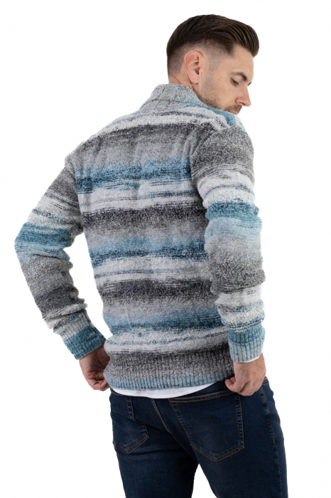 Cardigan din tricot multicolor și guler cu rever [6]