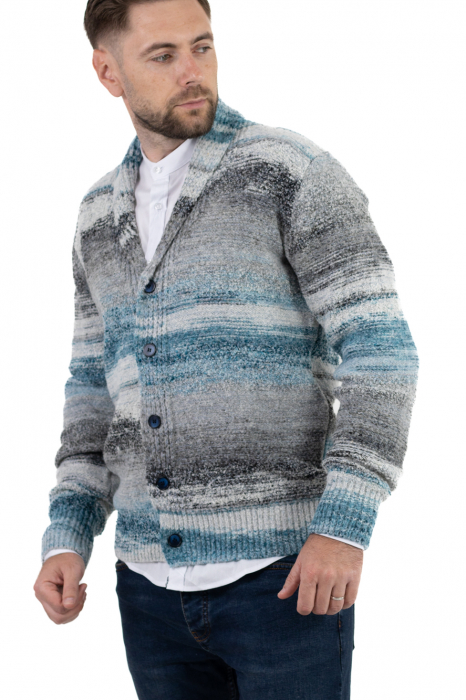 Cardigan din tricot multicolor și guler cu rever [7]