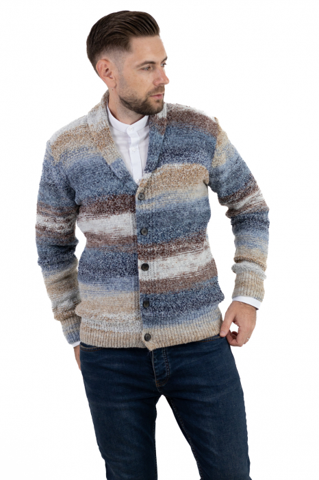 Cardigan din tricot multicolor și guler cu rever [8]