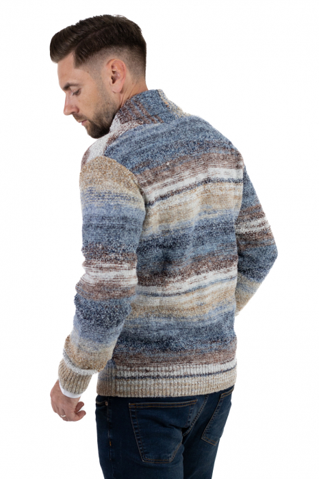 Cardigan din tricot multicolor și guler cu rever [4]