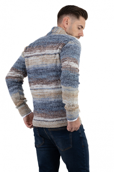 Cardigan din tricot multicolor și guler cu rever [2]