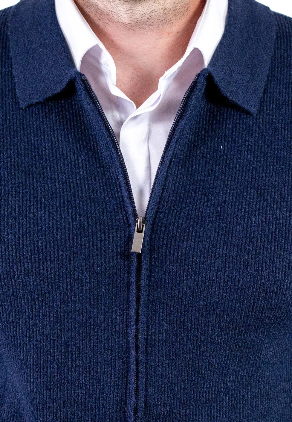 Cardigan elegant bărbați cu fermoar dublu șiguler clasic, bleumarin [2]