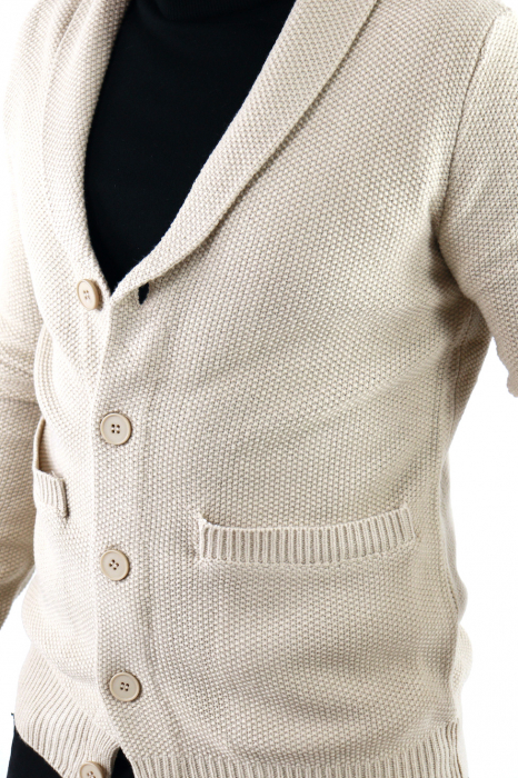 Cardigan bej din tricot barbati [2]