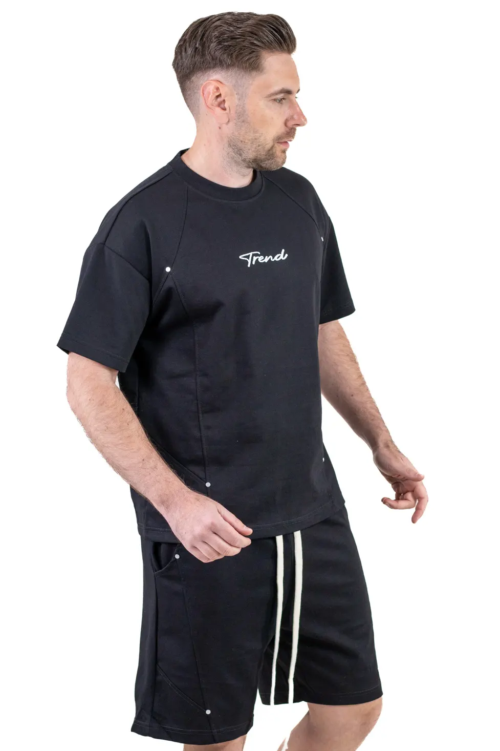 Compleu barbati negru, Ultra-Moale, cu broderie Trend [9]