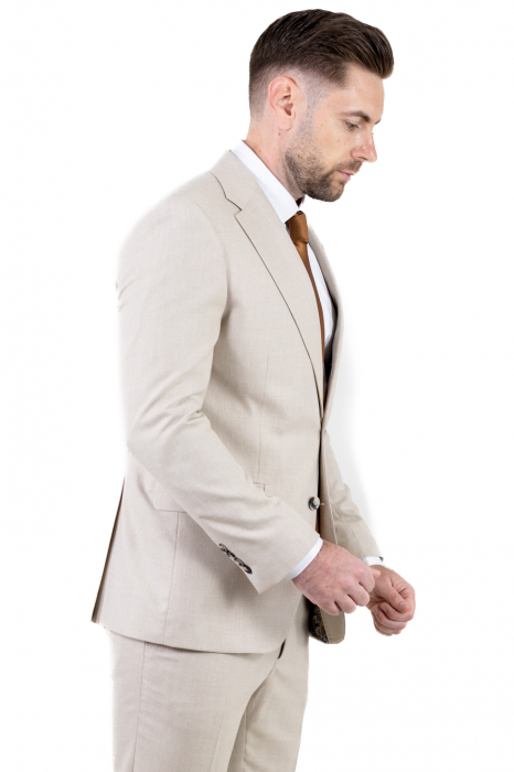 Costum bej elegant de vară pentru bărbați [10]