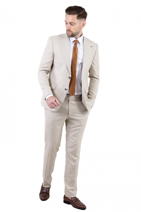 Costum bej elegant de vară pentru bărbați [11]