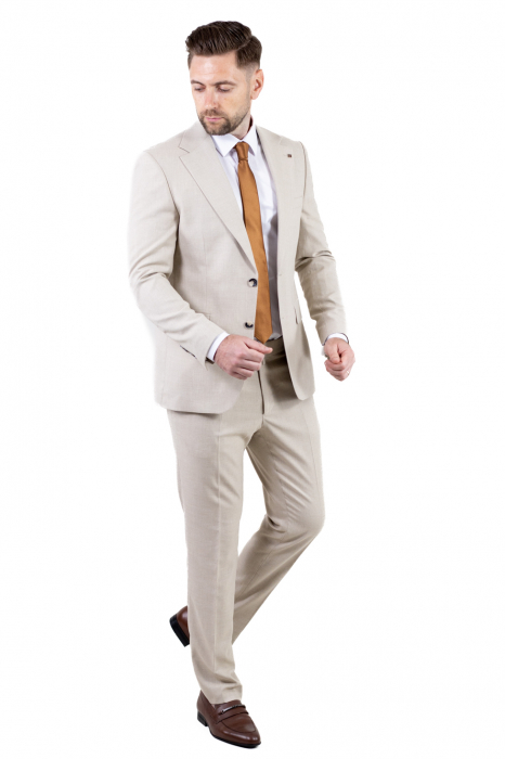 Costum bej elegant de vară pentru bărbați [13]