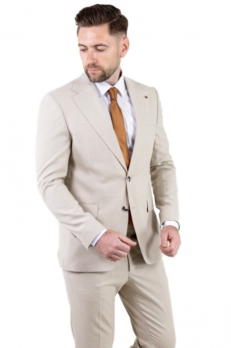 Costum bej elegant de vară pentru bărbați [21]