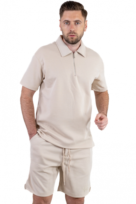 Compleu crem - tricou cu maneca scruta si pantaloni scurti [6]