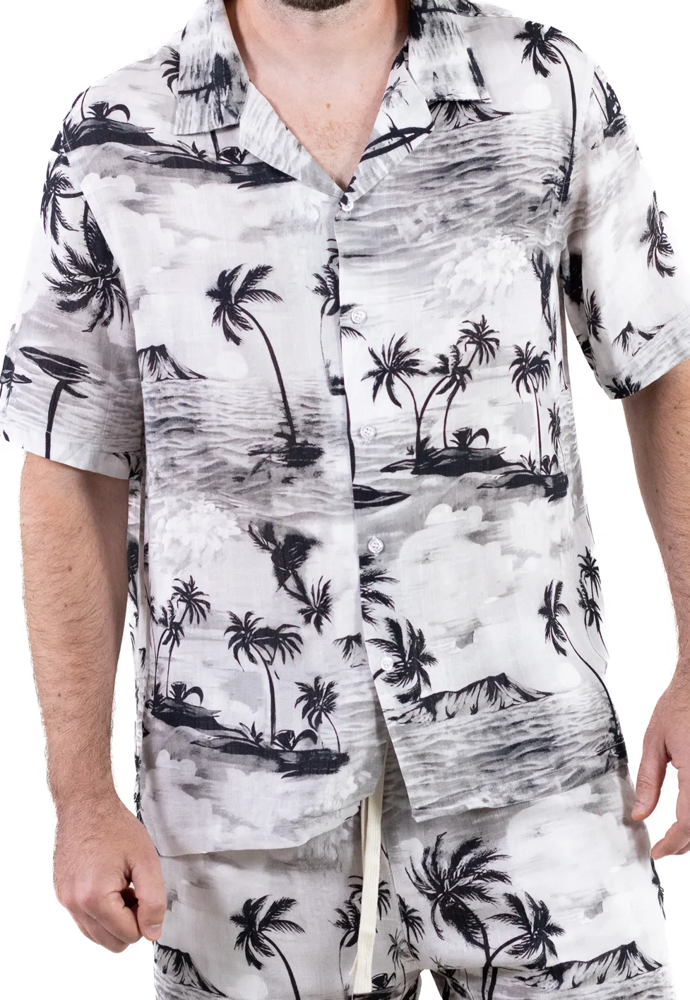 Compleu vară bărbați tropical – cămașă + pantaloni, in & viscoză [3]