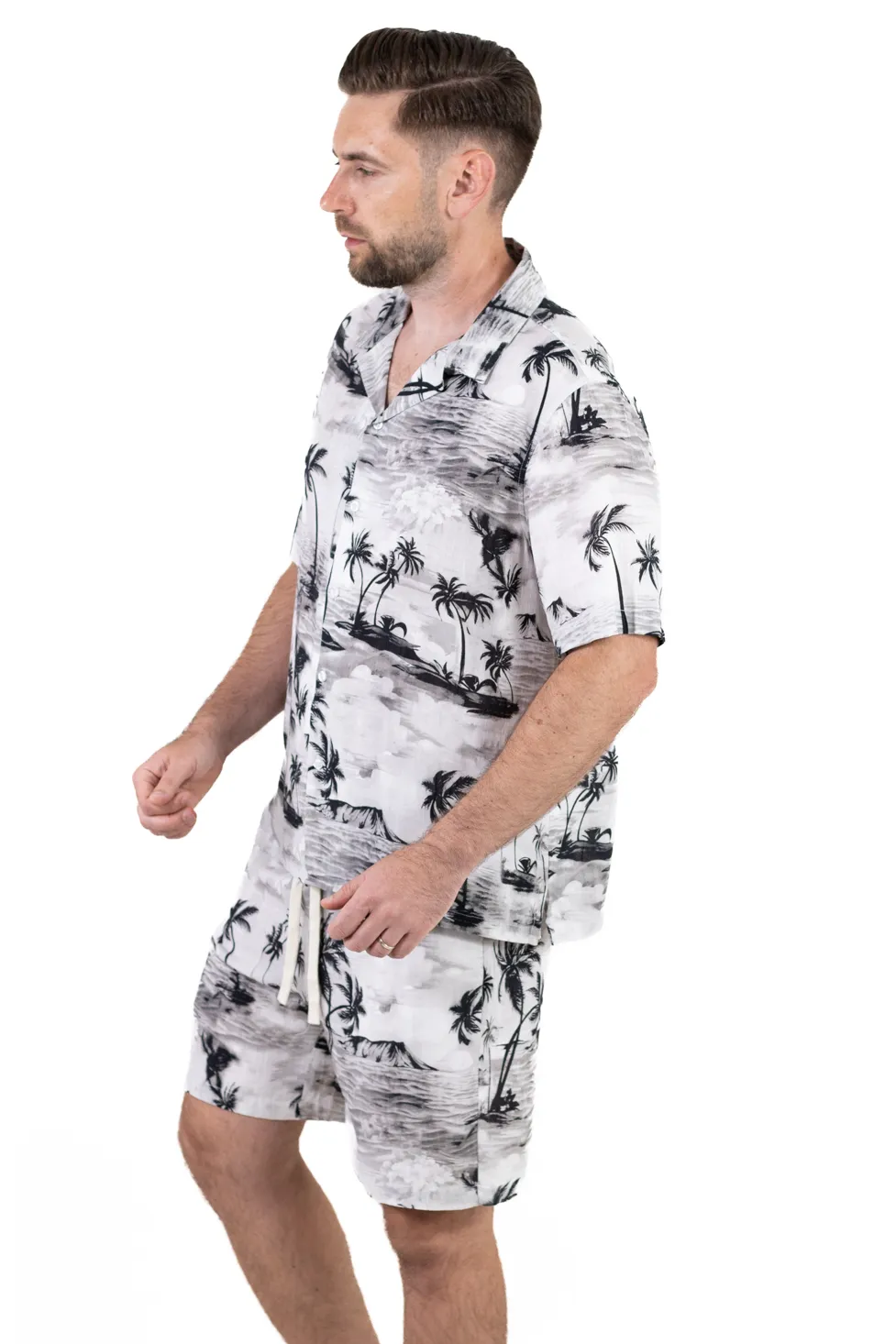 Compleu vară bărbați tropical – cămașă + pantaloni, in & viscoză [2]