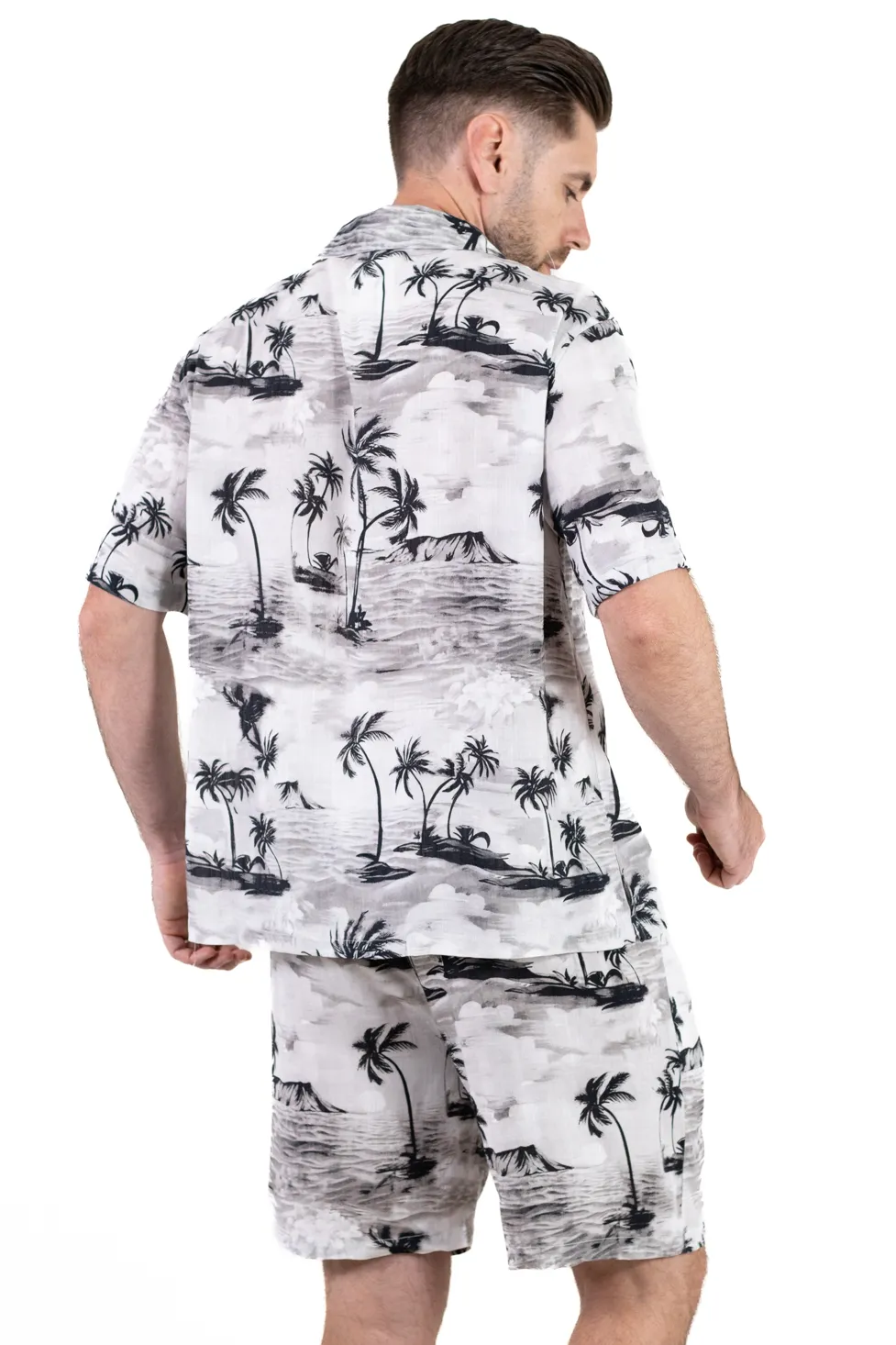 Compleu vară bărbați tropical – cămașă + pantaloni, in & viscoză [5]