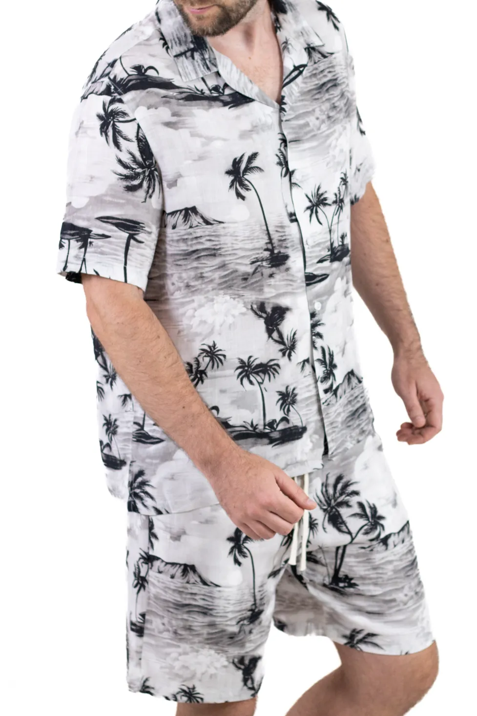 Compleu vară bărbați tropical – cămașă + pantaloni, in & viscoză [6]