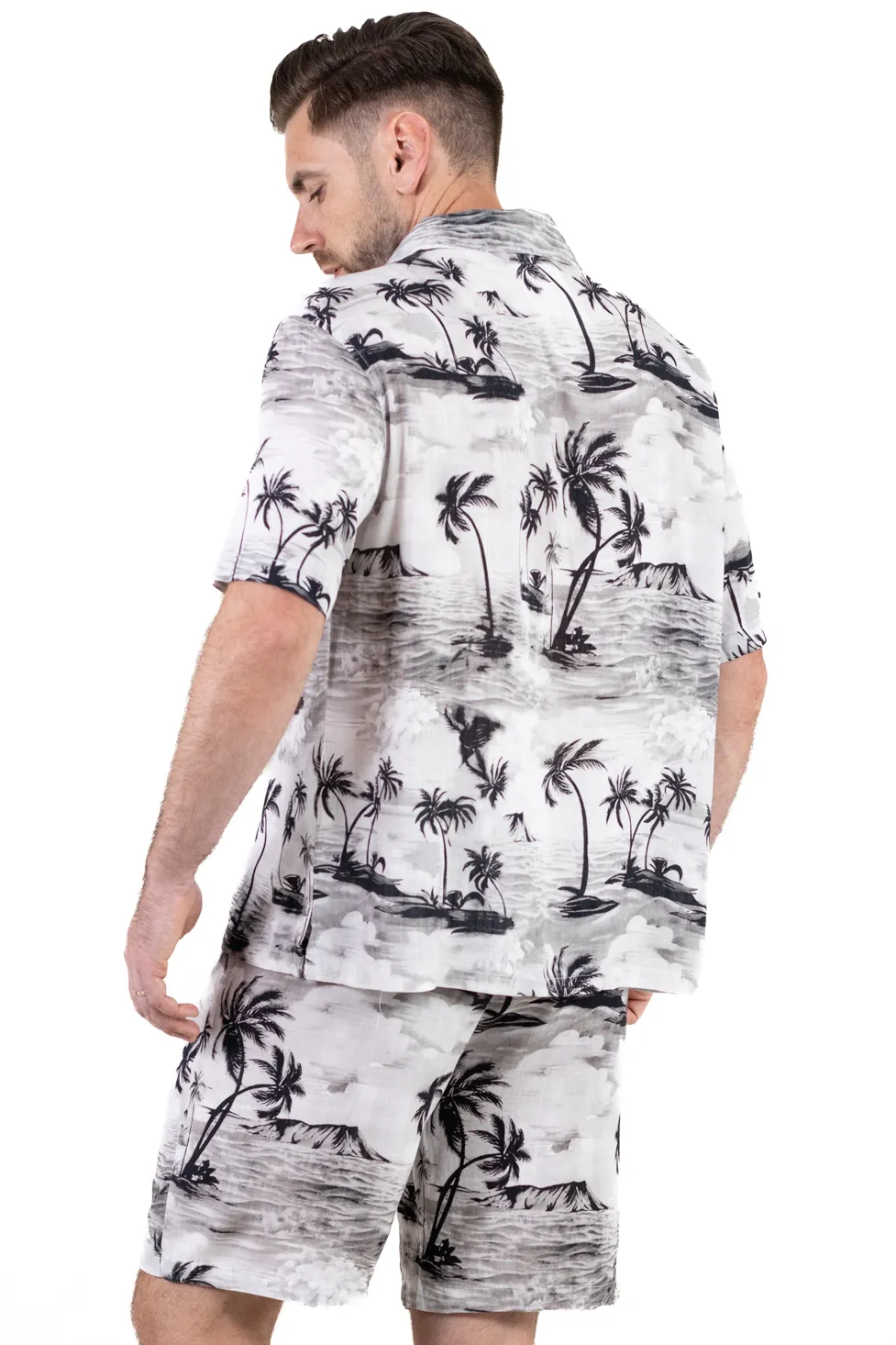 Compleu vară bărbați tropical – cămașă + pantaloni, in & viscoză [7]
