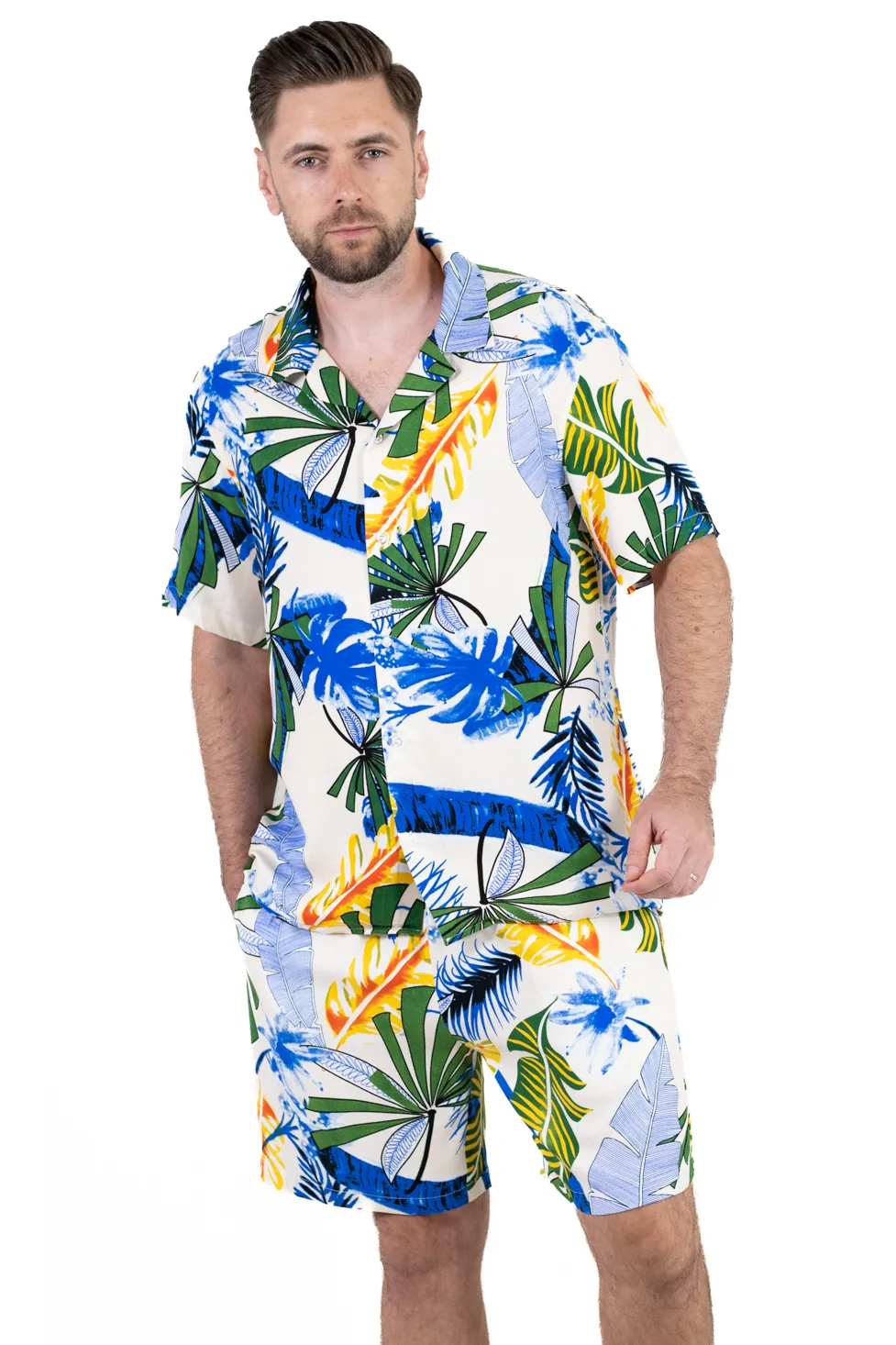 Compleu bărbați vară tropical – cămașă + pantaloni, 100% viscoză [3]