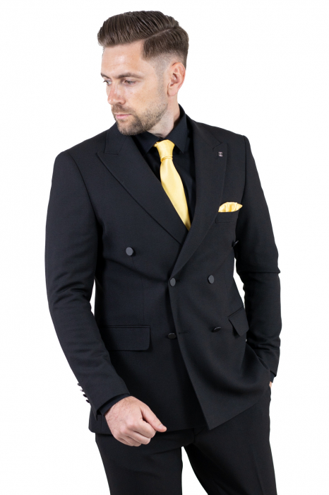 Costum negru elegant de vară cu doua randuri de nasturi [2]