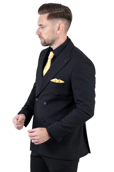 Costum negru elegant de vară cu doua randuri de nasturi [5]
