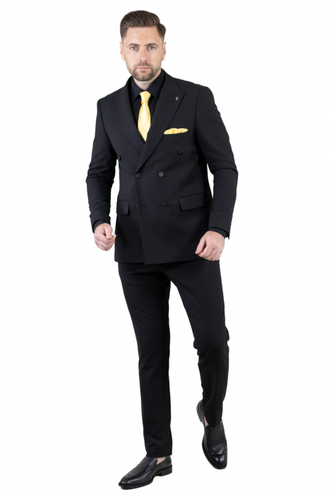 Costum negru elegant de vară cu doua randuri de nasturi [9]